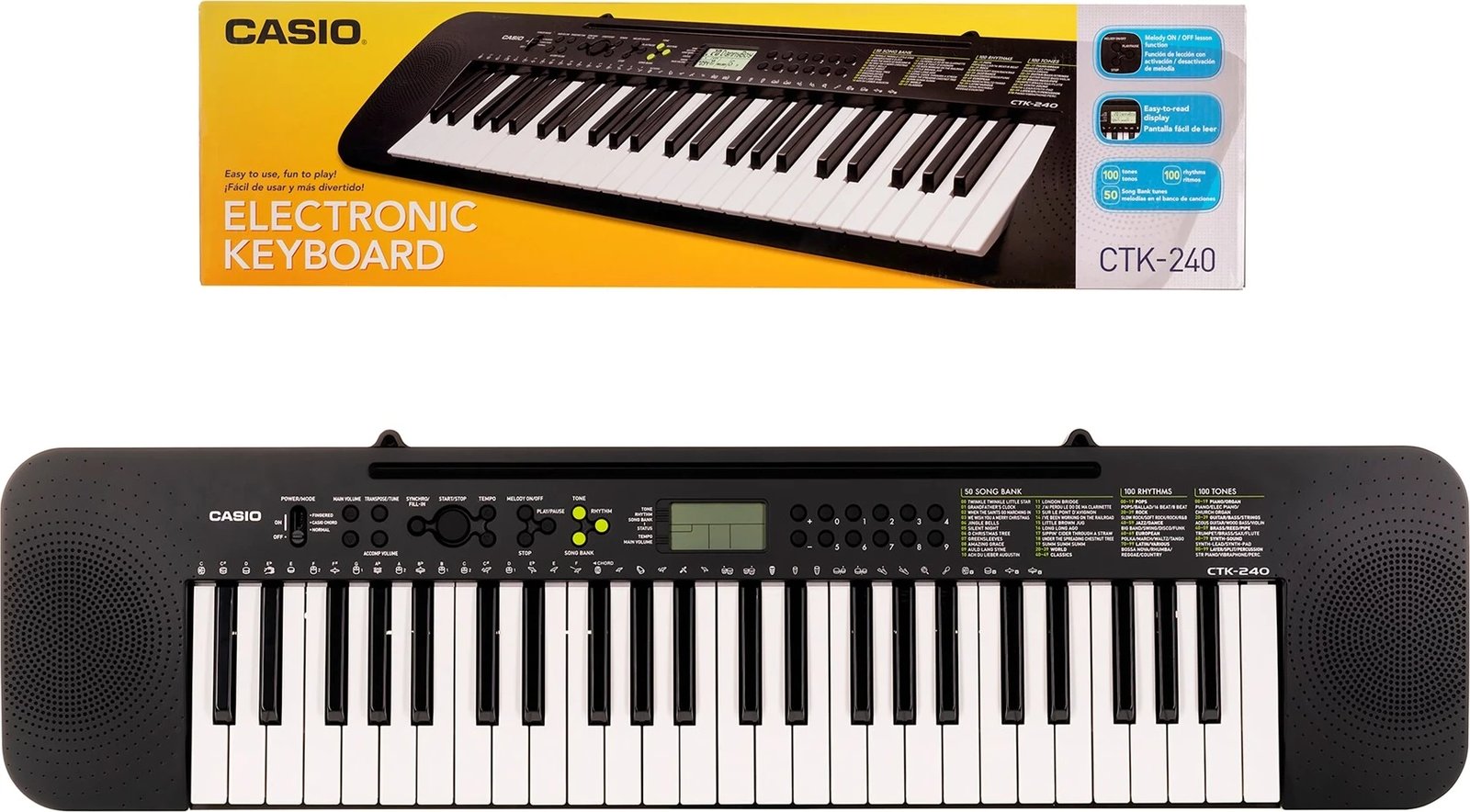 Tastierë MIDI Casio CTK-240, 49 çelësa, E Zezë dhe E Bardhë