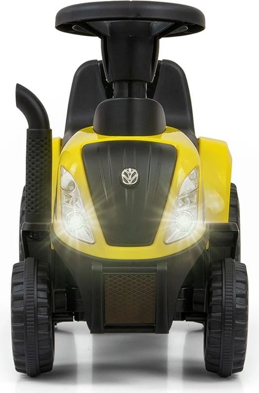traktor ride-on, Milly Mally, New Holland T7, me rimorkio, timon interaktiv me borinë, zëra e drita, 12-36 muaj, e verdhë