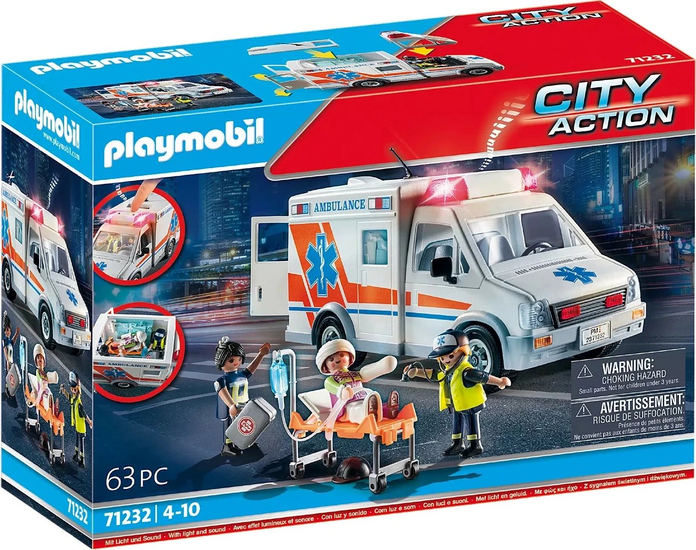 Set lodrash Playmobil City Action 71232 Ambulanca me figurina dhe aksesorë