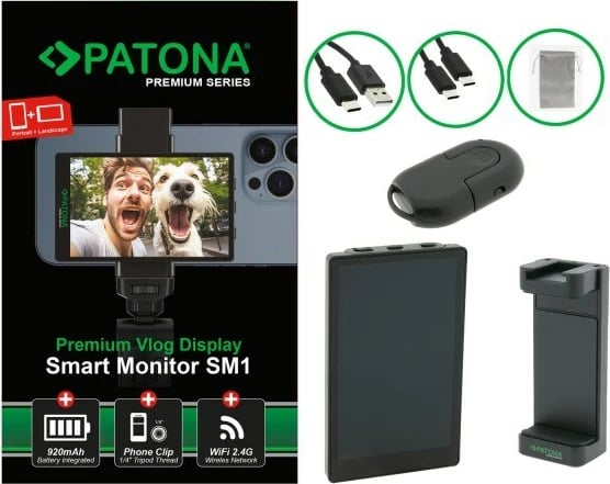 Monitor i vogël PATONA Smart Monitor SM1, 3.97", 920mAh, WiFi, USB Type-C, i zi