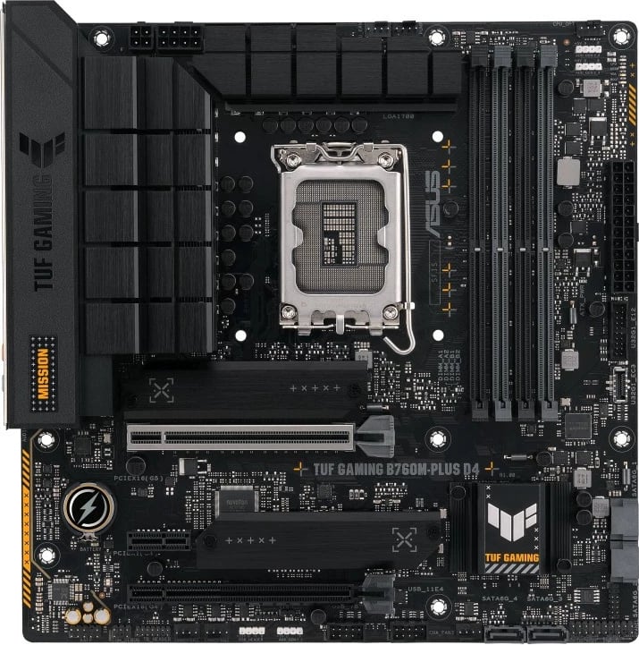 Pllakë amë ASUS TUF GAMING B760M-PLUS D4, Intel, LGA 1700, DDR4, 128 GB