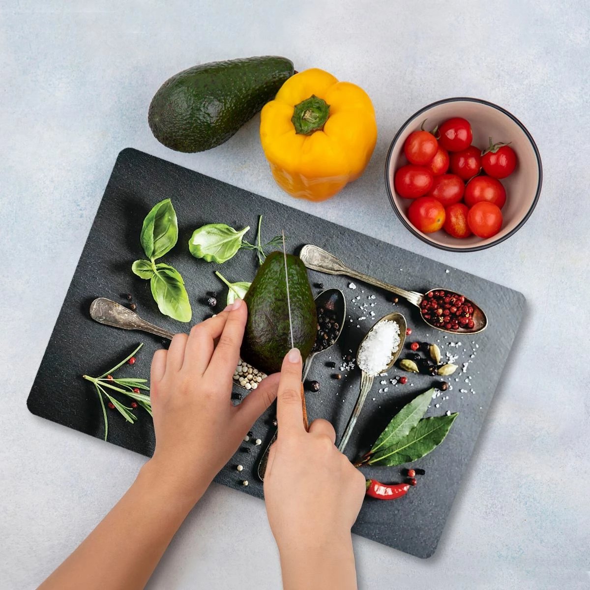 Dërrasë prerëse prej xhami të temperuar, shumëngjyrëshe, Hermia Ckt54 - 3040, 30x40cm