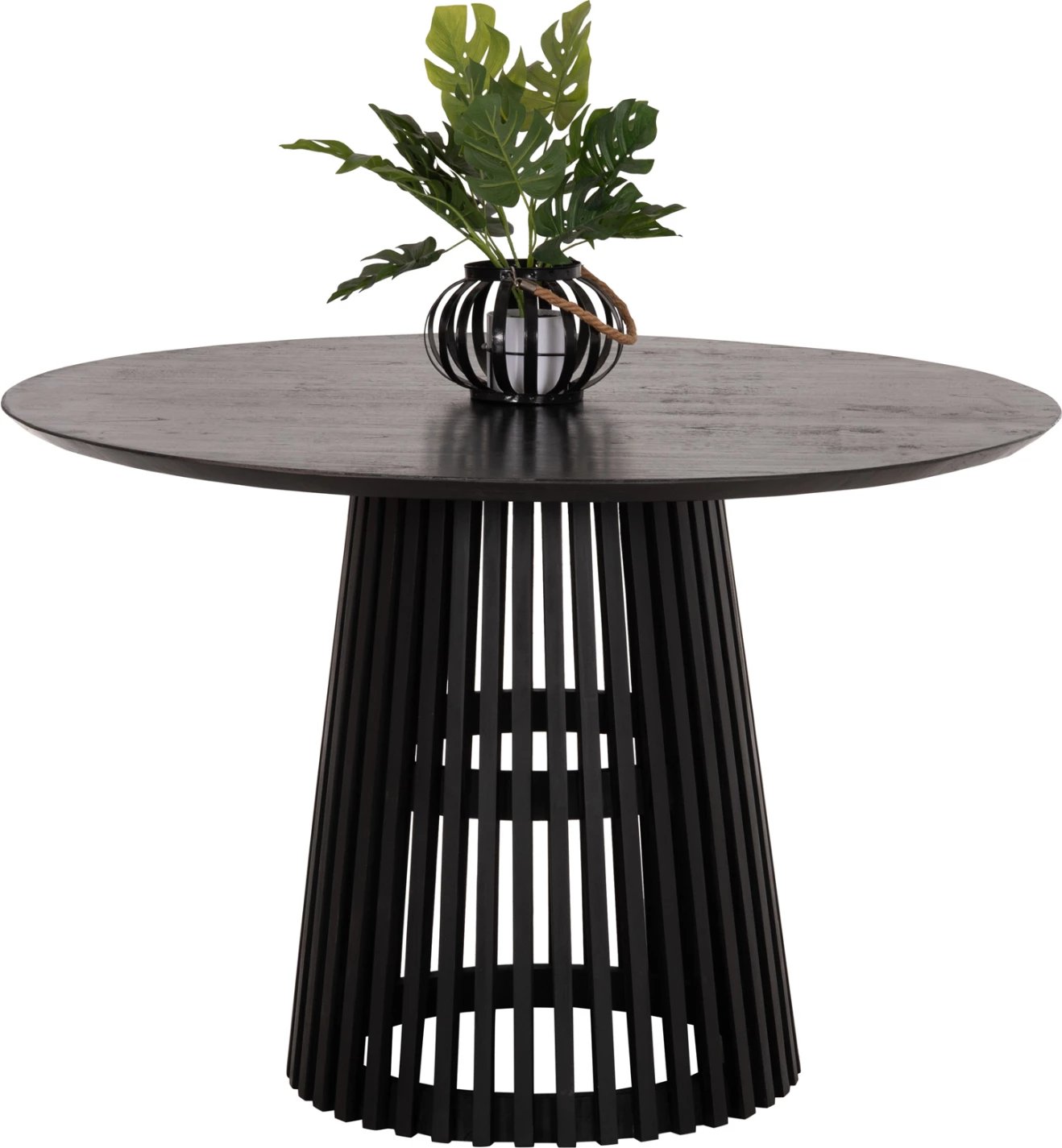 Tavolinë e rrumbullakët për ngrënie, dru Mindi, e zezë, FRANTZ FH9388.02, 118x79cm