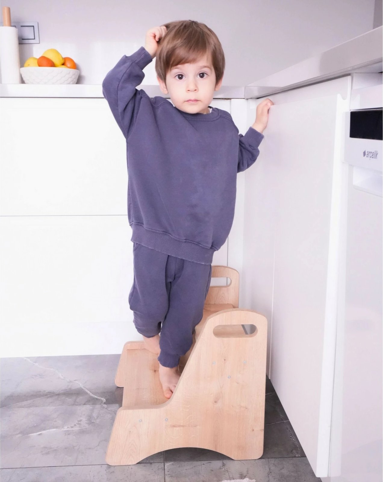 Stol për fëmijë me dy shkallë, ngjyrë kafe, Hanah Home, Steps