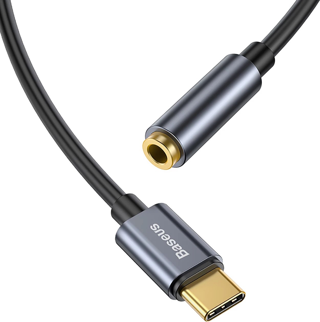 Adapter audio Baseus L54 CATL54-0G, USB-C në mini jack 3.5mm, DAC 24 bit 48 KHz, Gri