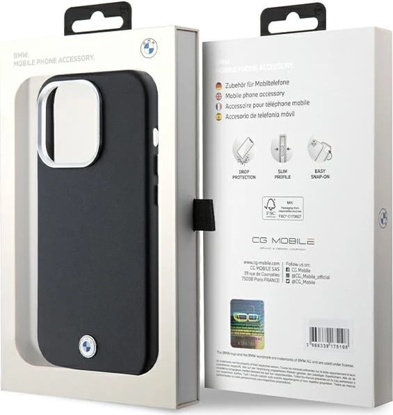 Mbështjellës BMW Signature Wrapped Metal MagSafe për iPhone 14 Pro, i zi