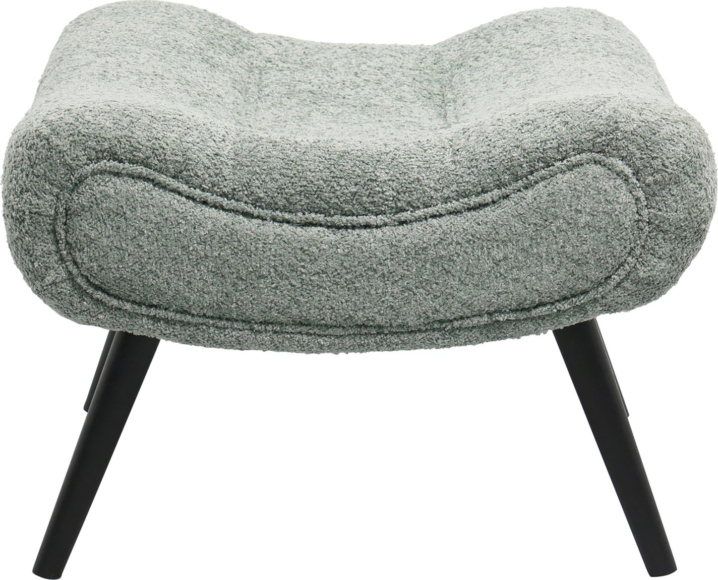 Karrige për këmbë KEMBA, pëlhurë boucle jeshile pishtako, këmbë druri të zeza, 68x58x40H cm
