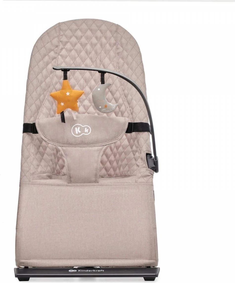 Lëkundëse për bebe Kinderkraft MIMI KBMIMI00BEG0000, 0+ muaj, mbështetëse 3 pozicione, me hark lodrash, e palosshme, beige