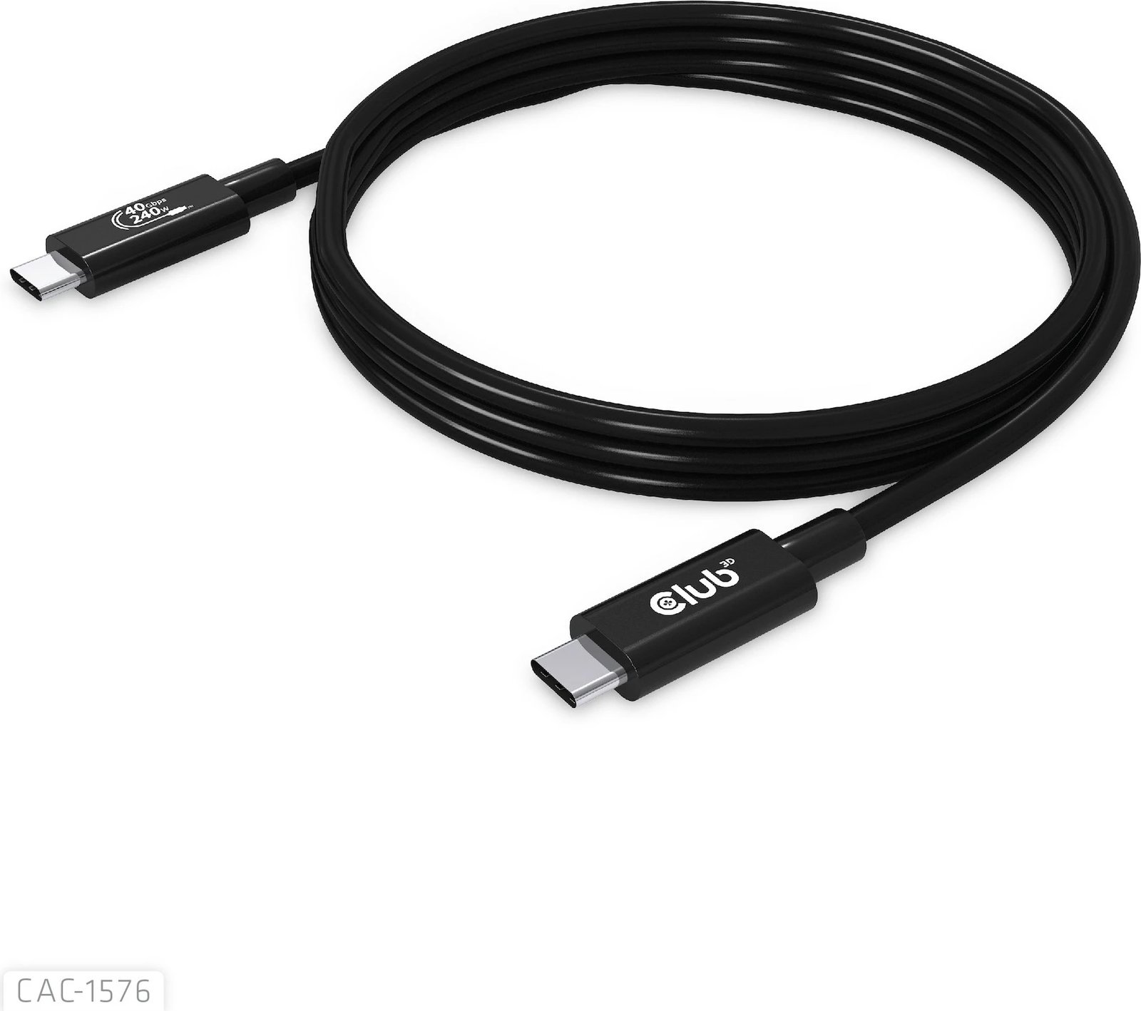 Kabllo USB C Club 3D 1m, USB4, 240W, 40Gbps, e zezë