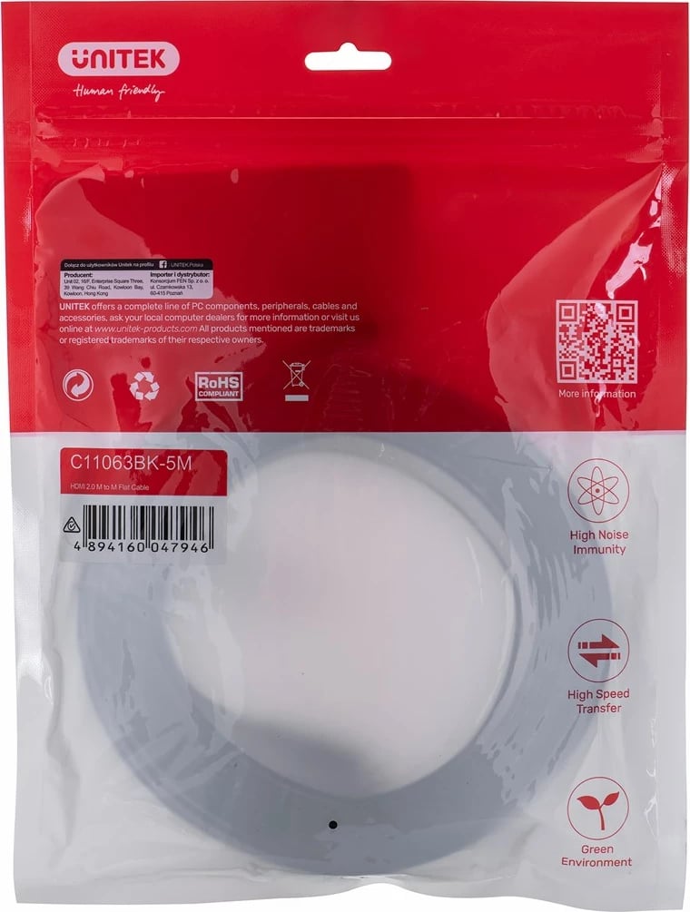 Kabllo HDMI UNITEK C11063BK-5M e zezë