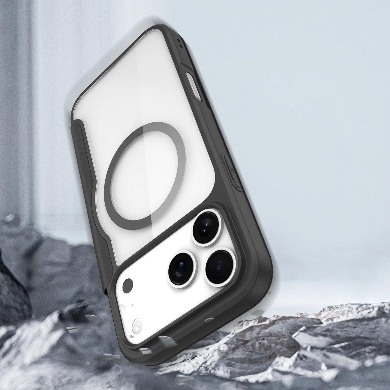 Mbështjellës Dux Ducis Skin X Pro për iPhone 17 Pro Max, me portofol, MagSafe, i zi