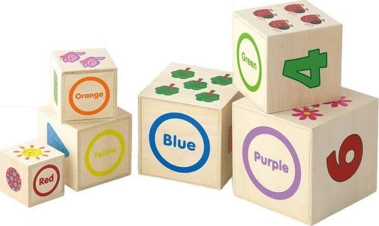 piramidë druri grumbulluese, Viga City, 6 kube, edukative, shumëngjyrëshe