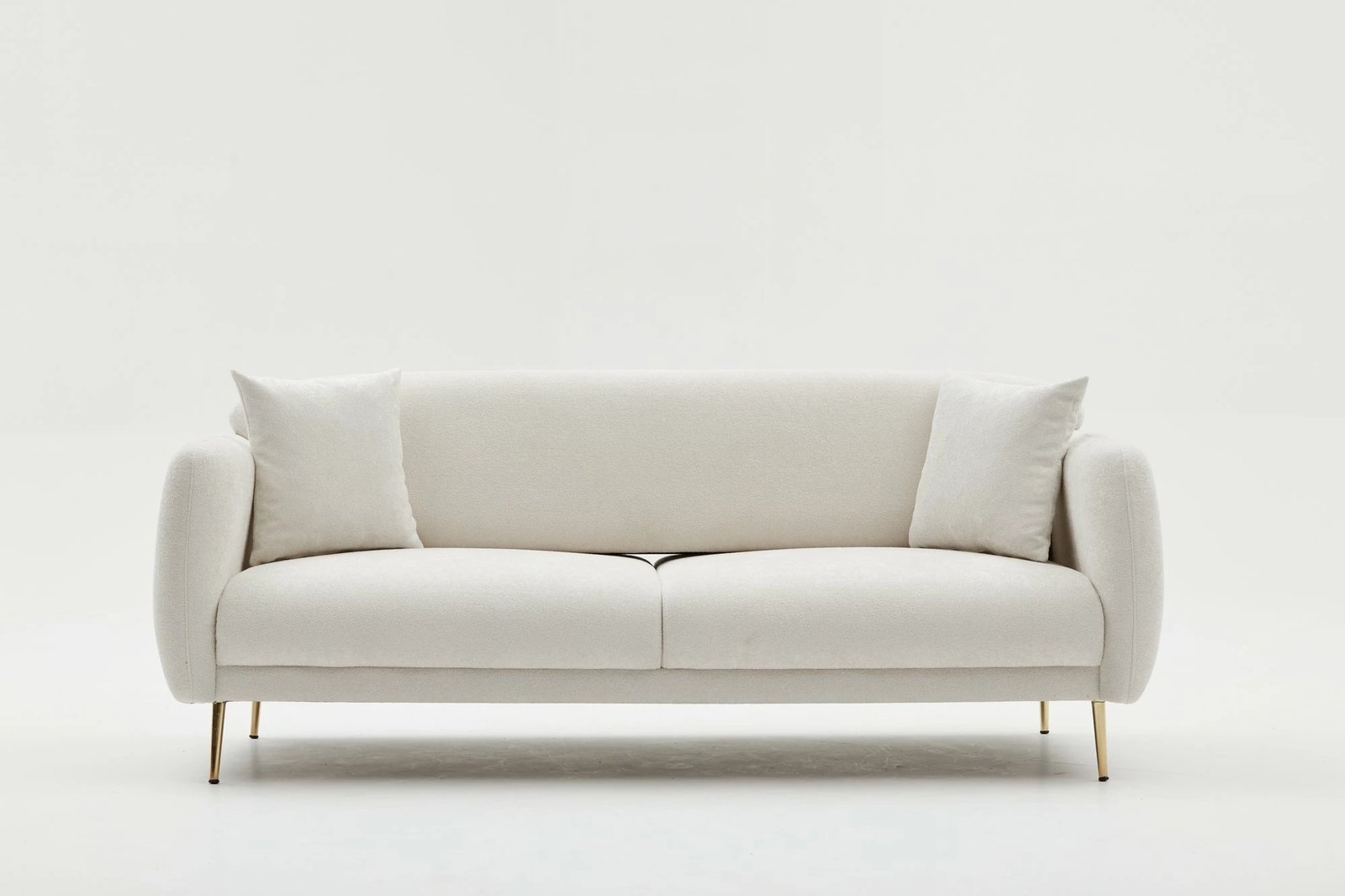 Divan-krevat treshe, ngjyrë krem, detaje ari, Simena