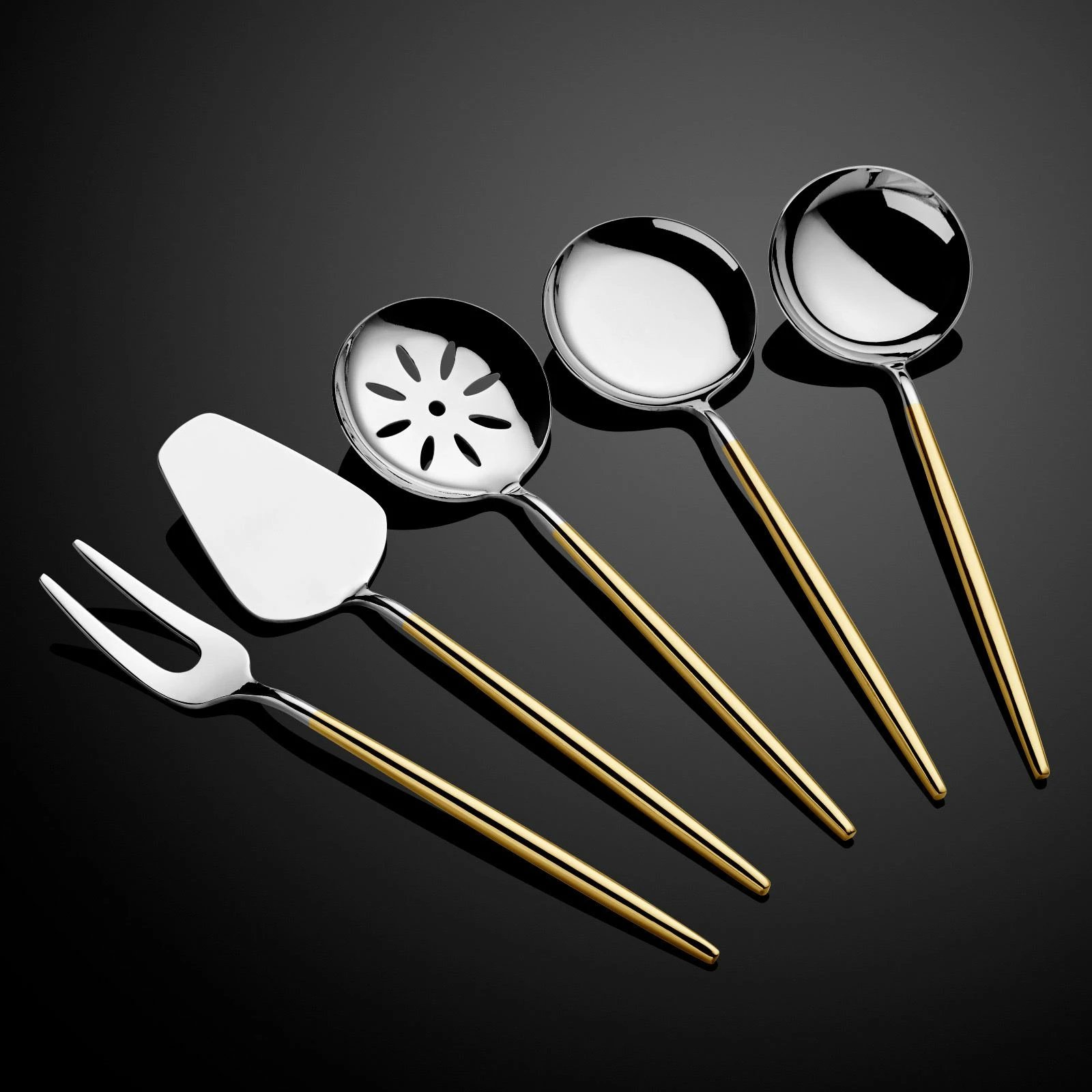 Set shërbimi 5 pjesësh, Hermia Almeria, ngjyrë ari dhe argjendi