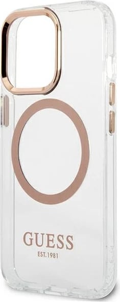 Mbështjellës Guess GUHMP13XHTRMD për iPhone 13 Pro Max 6.7", Metal Outline Magsafe, Transparent/Ari