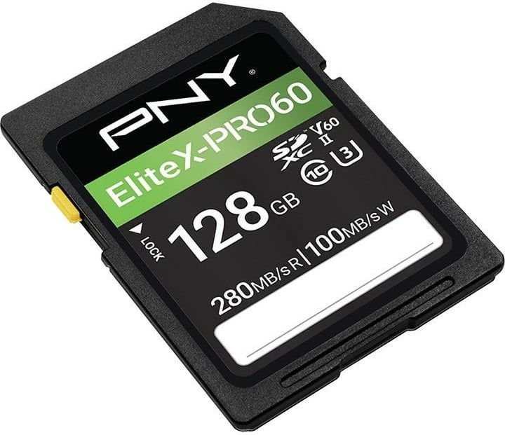 SD kartelë PNY EliteX-PRO60 128GB, Class 10, UHS-II, e zezë