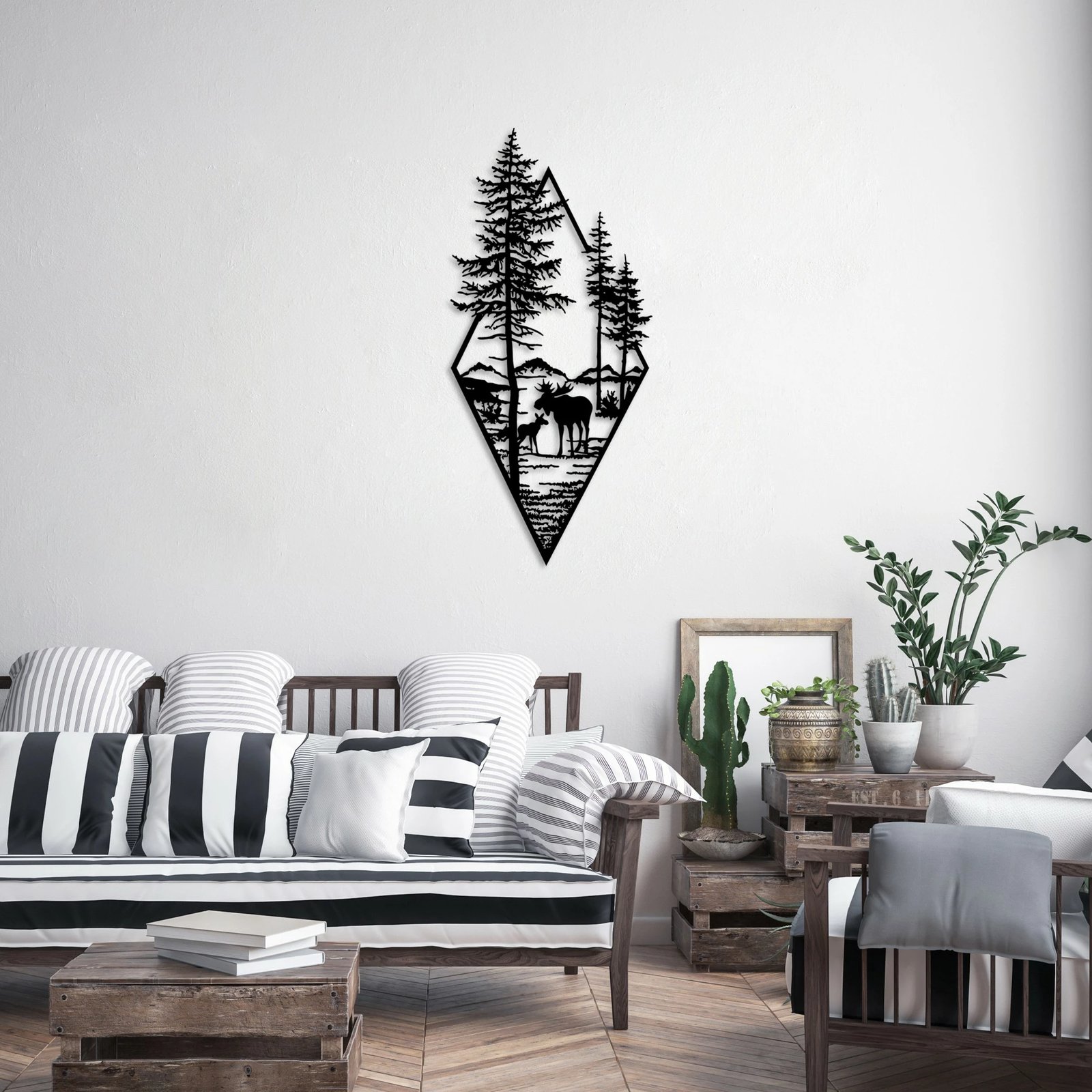 Aksesor dekorativ metalik për mur, Wallity, dreri në pyll