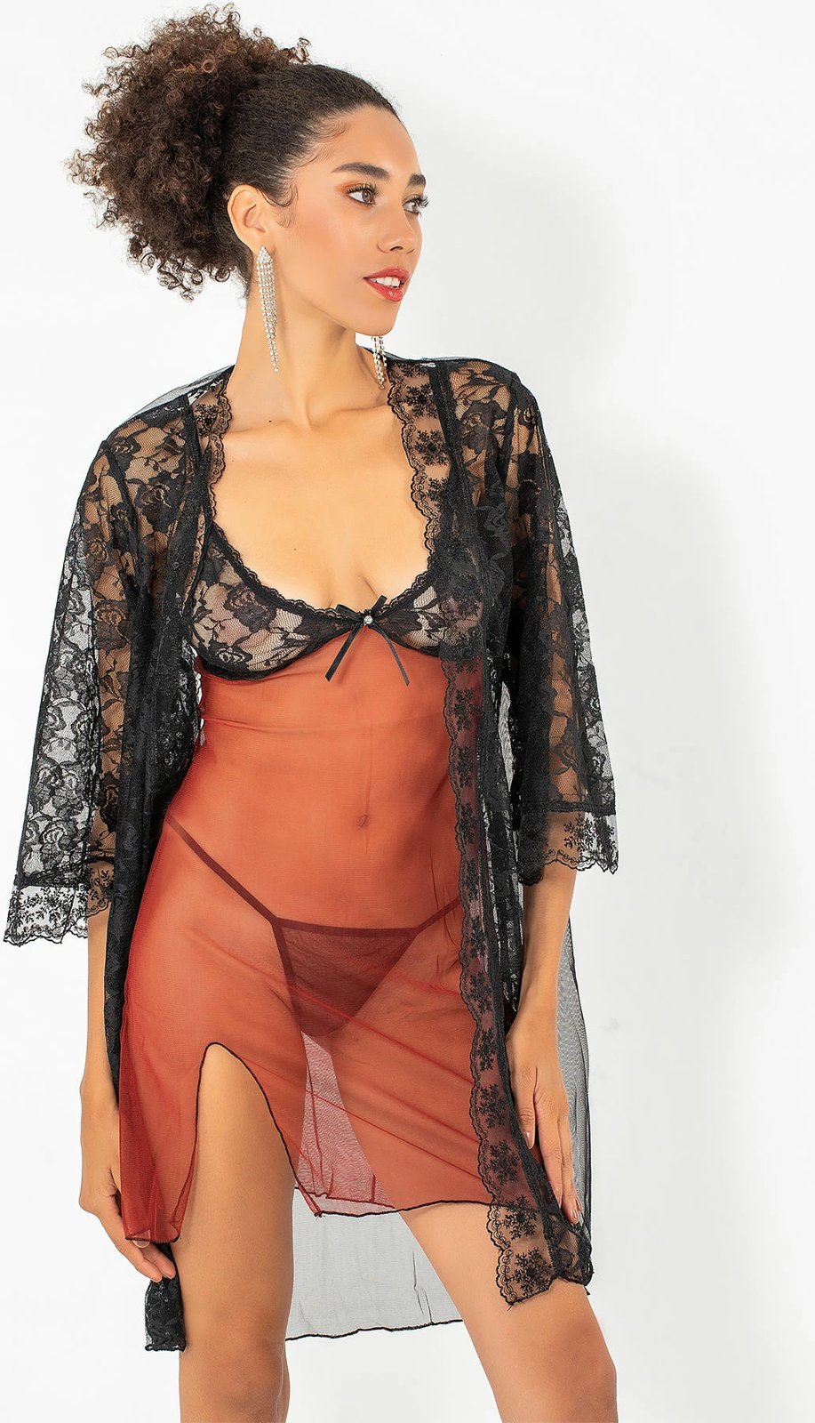 Babydoll Jumeon, ngjyrë e kuqe pllake, 2 copë, 011-008002