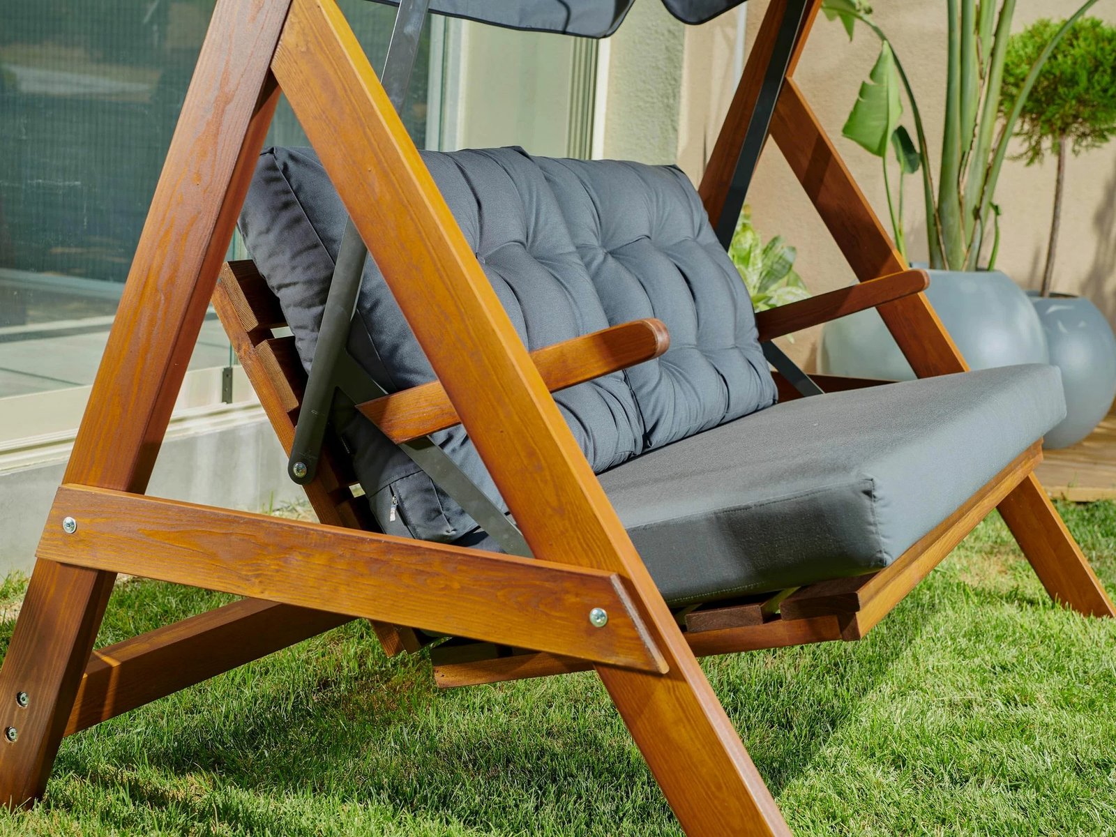 Karrige lëkundëse treshe për kopsht, ngjyrë antracit, Skye Decor Paris 2000