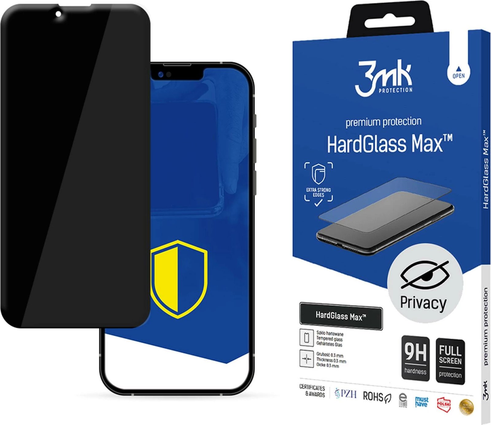 Xham mbrojtës privatësie 3mk HardGlass Max Privacy për iPhone 13 mini, 9H