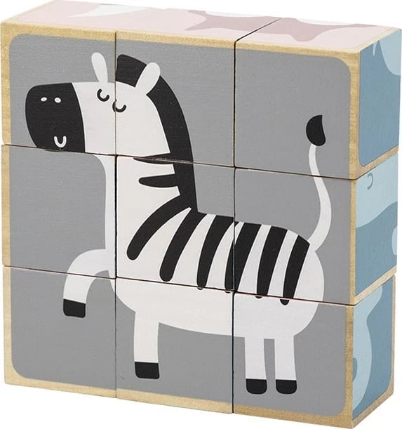 Puzzle me kuba druri, Viga, 9 pjesë kafshë, multingjyrëshe