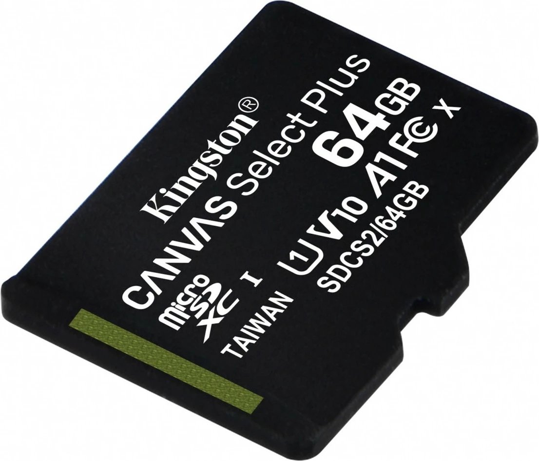 Kartelë memorie microSD Kingston Canvas Select Plus 64GB, SDXC, 100MB/s, e zezë