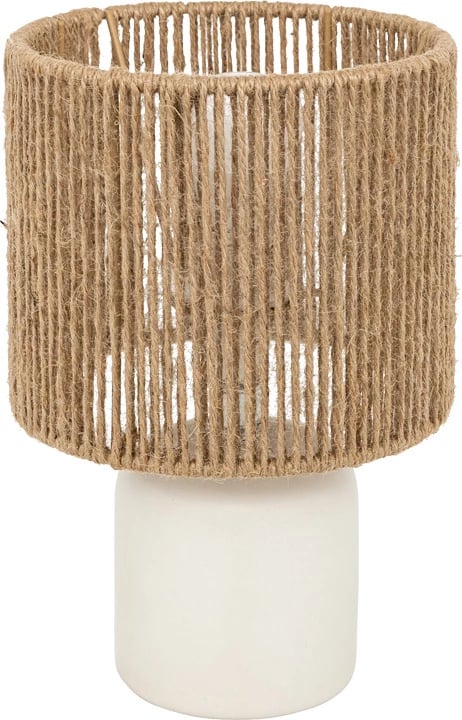 Llambë tavoline Leyda, qeramike, ngjyrë e bardhë-natyrale, 16x24cm