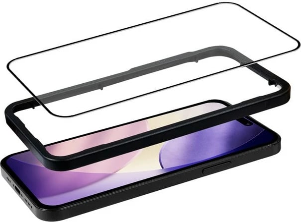 Xham i temperuar 3D Armour Glass, CRONG, për iPhone 17, 0.33mm, 92% transparencë, mbulim edge-to-edge, kornizë instalimi, kornizë e zezë