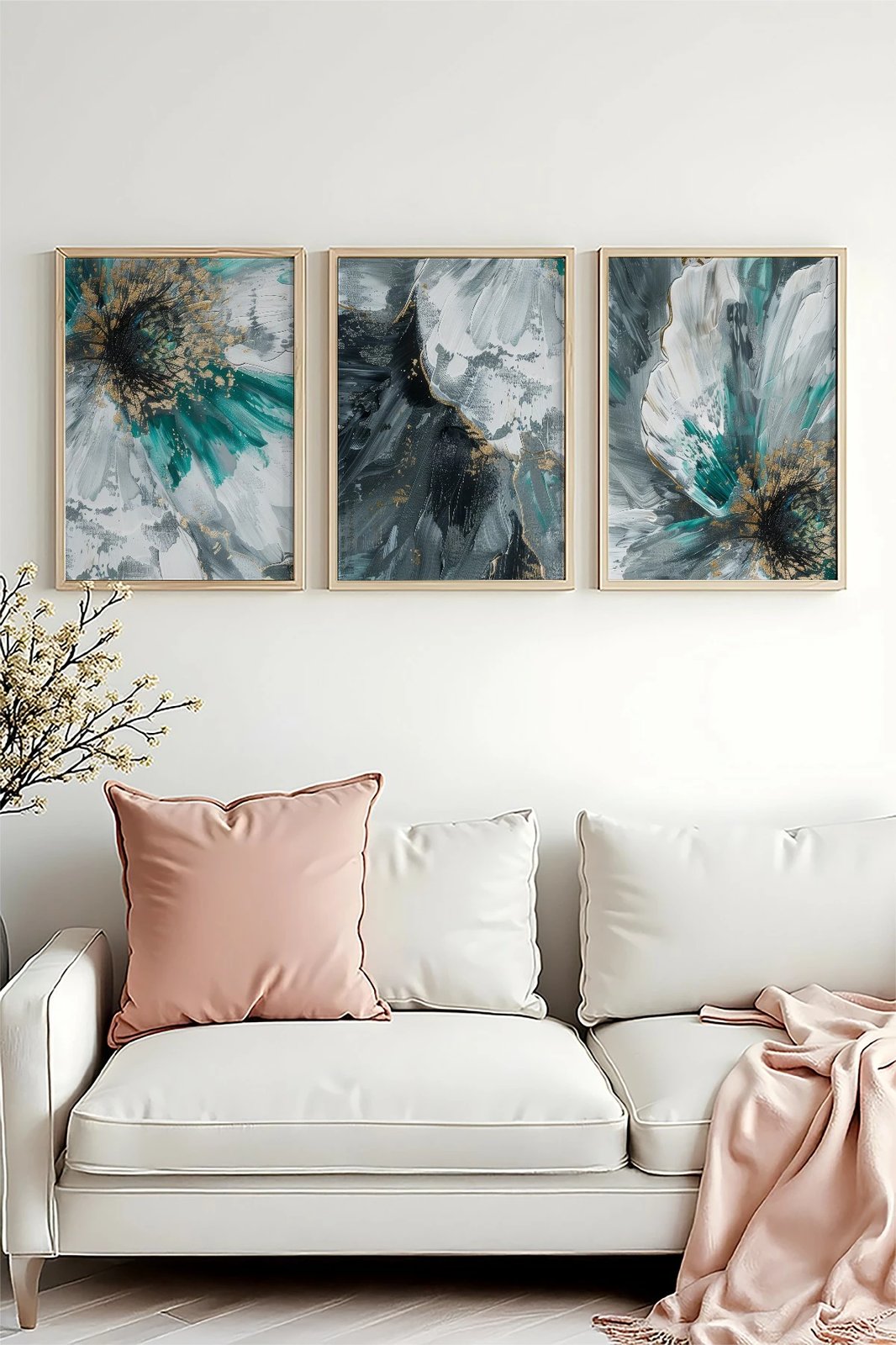 Pikturë dekorative me kornizë MDF (3 copë), Wallity, Huhu472, 50x70