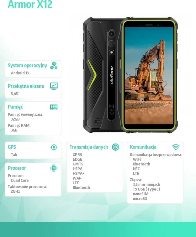 Celular Ulefone Armor X12 4G, 3/32GB, i gjelbër