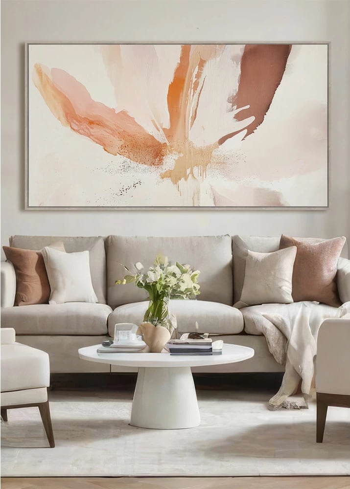 Pikturë dekorative Calandium C me kornizë, kanavacë, ngjyra bezhë dhe shumëngjyrëshe, 80x145x4cm