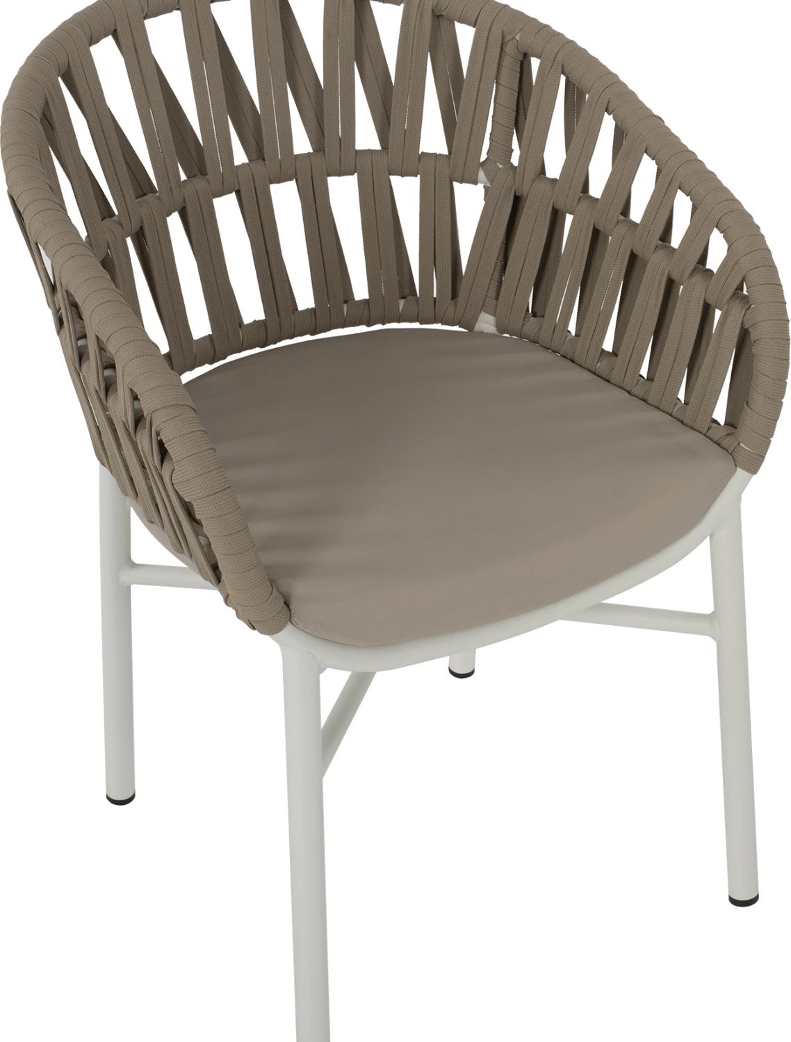 Karrige alumini e bardhë me litar bezhë 57x56x78 cm.FH5857.02