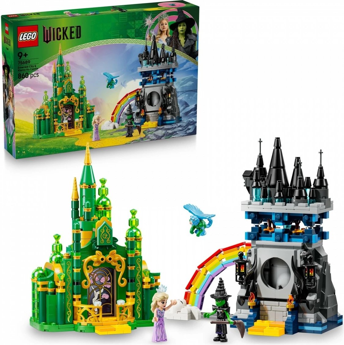 Set ndërtimi LEGO Wicked 75689 Emerald City & Kiamo Ko Castle, 860 pjesë, 9+