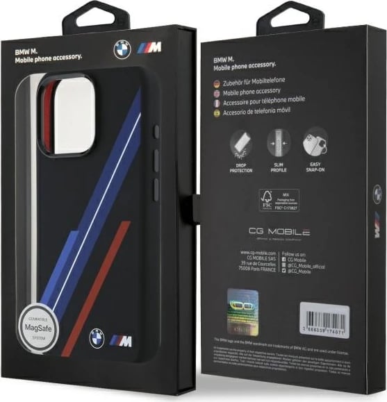 Mbështjellës BMW Silicone Random Lines MagSafe për iPhone 16 Pro, Zi