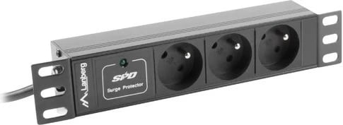 Listë elektrike PDU Lanberg PDU-03E-0200-BK, 1U, 3x prizë franceze, 2m, e zezë