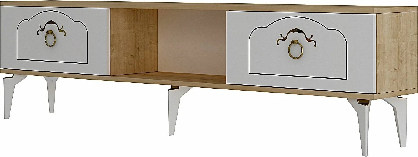 Komodinë TV Skye Decor, ngjyrë lis safir, e bardhë