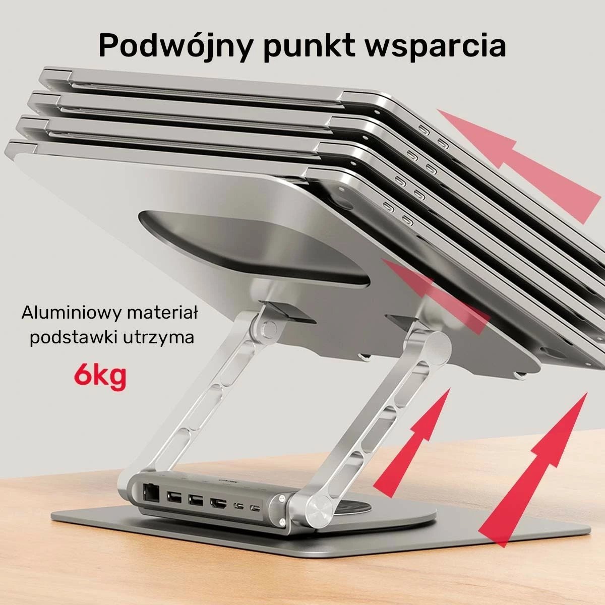 Podstavec laptop Unitek me hub USB-C HDMI 4K, gri