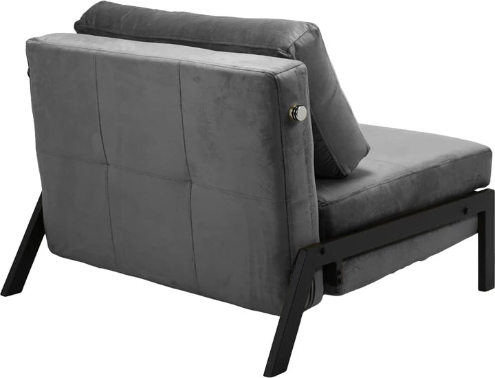 Karrige-shtrat Fancy, pëlhurë kadife, ngjyrë antracit, këmbë metalike të zeza, 95x98x70cm