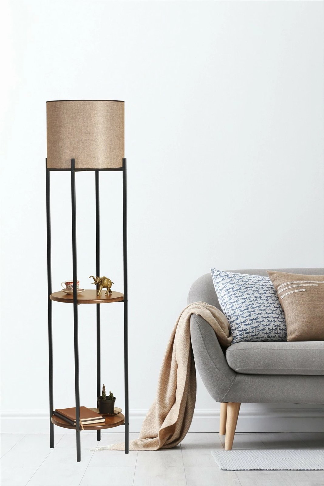 Llambë dyshemeje Opviq, ngjyrë e zezë dhe arre, 8742-3