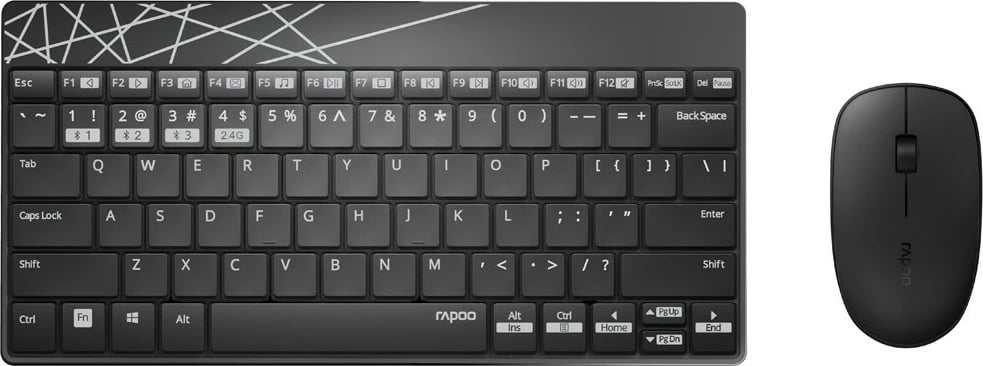 Set tastierë dhe maus RAPOO 8000M, wireless, i zi