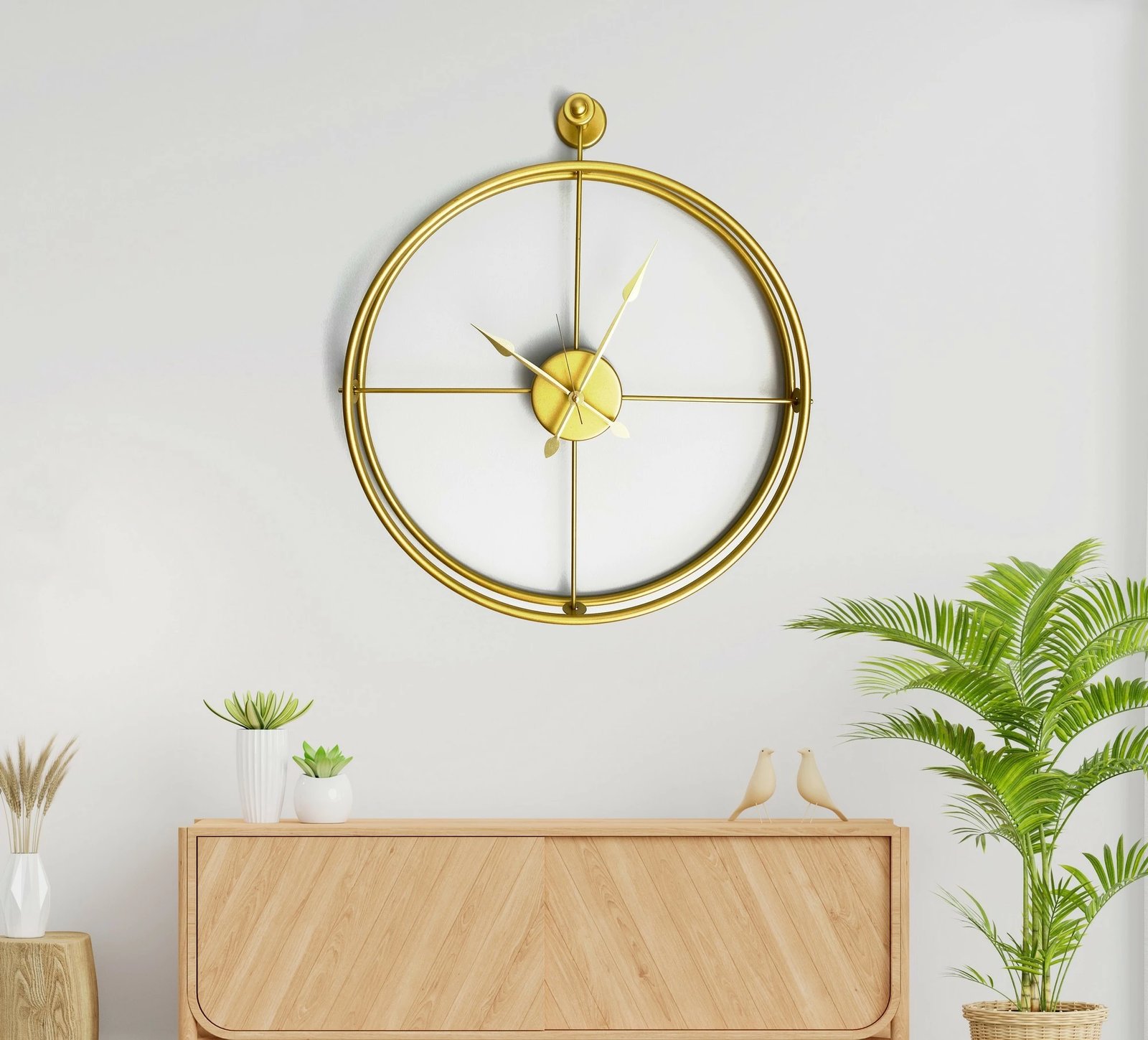 Orë muri dekorative prej metali, ngjyrë ari, Wallity, Mclock-00107