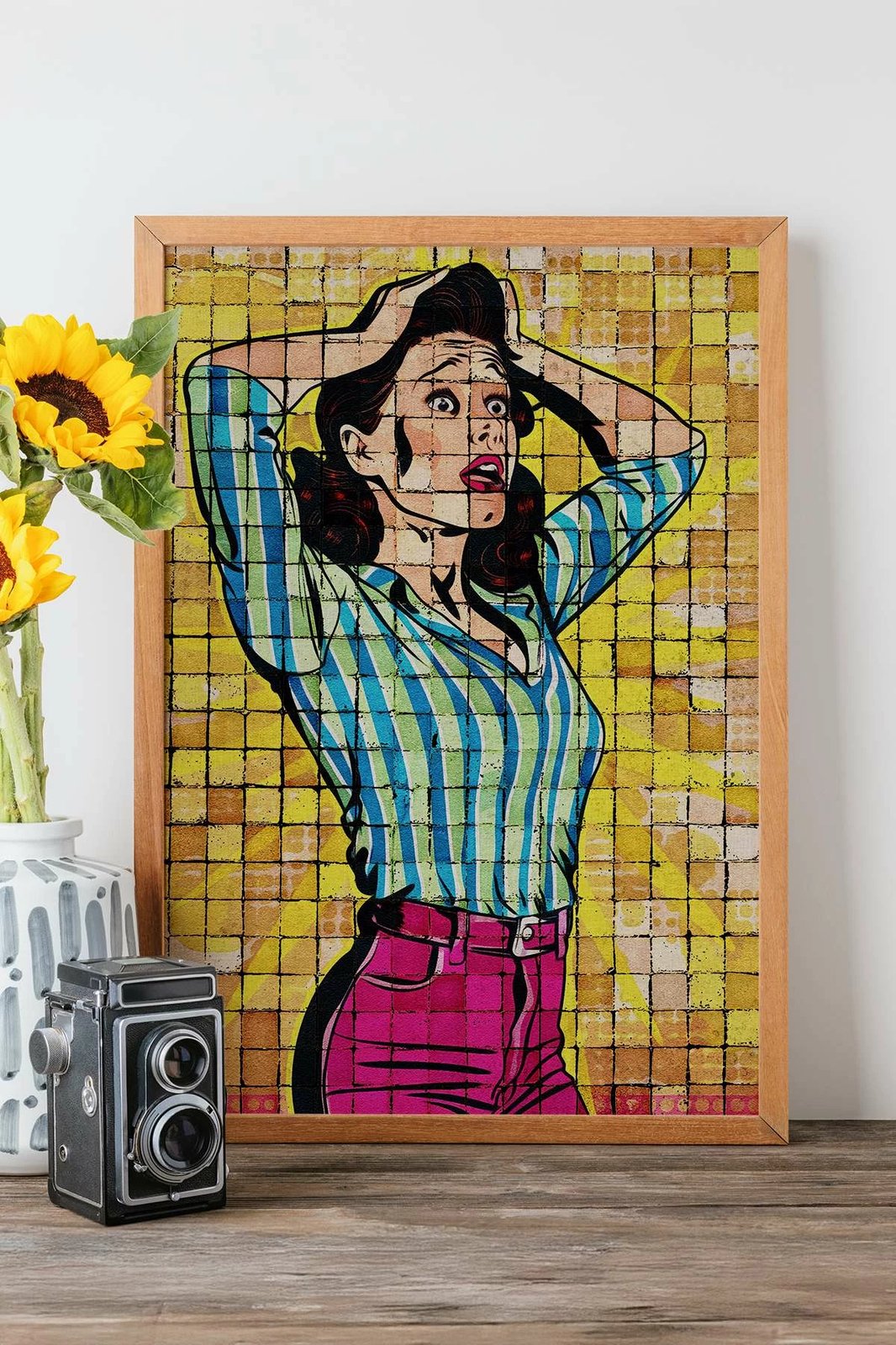 Pikturë dekorative me kornizë, Wallity Popmosaıc14, shumëngjyrëshe, 33x48cm