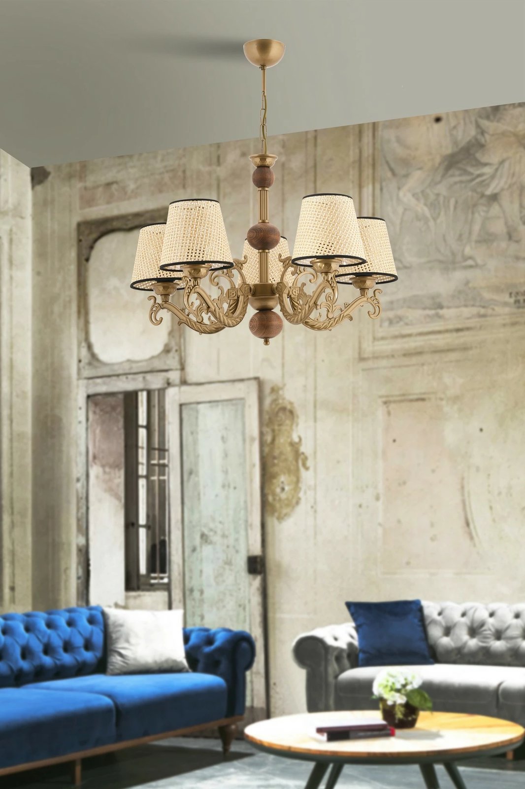 Llambadar Opviq, Fiona Coral, dru, ngjyrë ari, e bardhë, krem