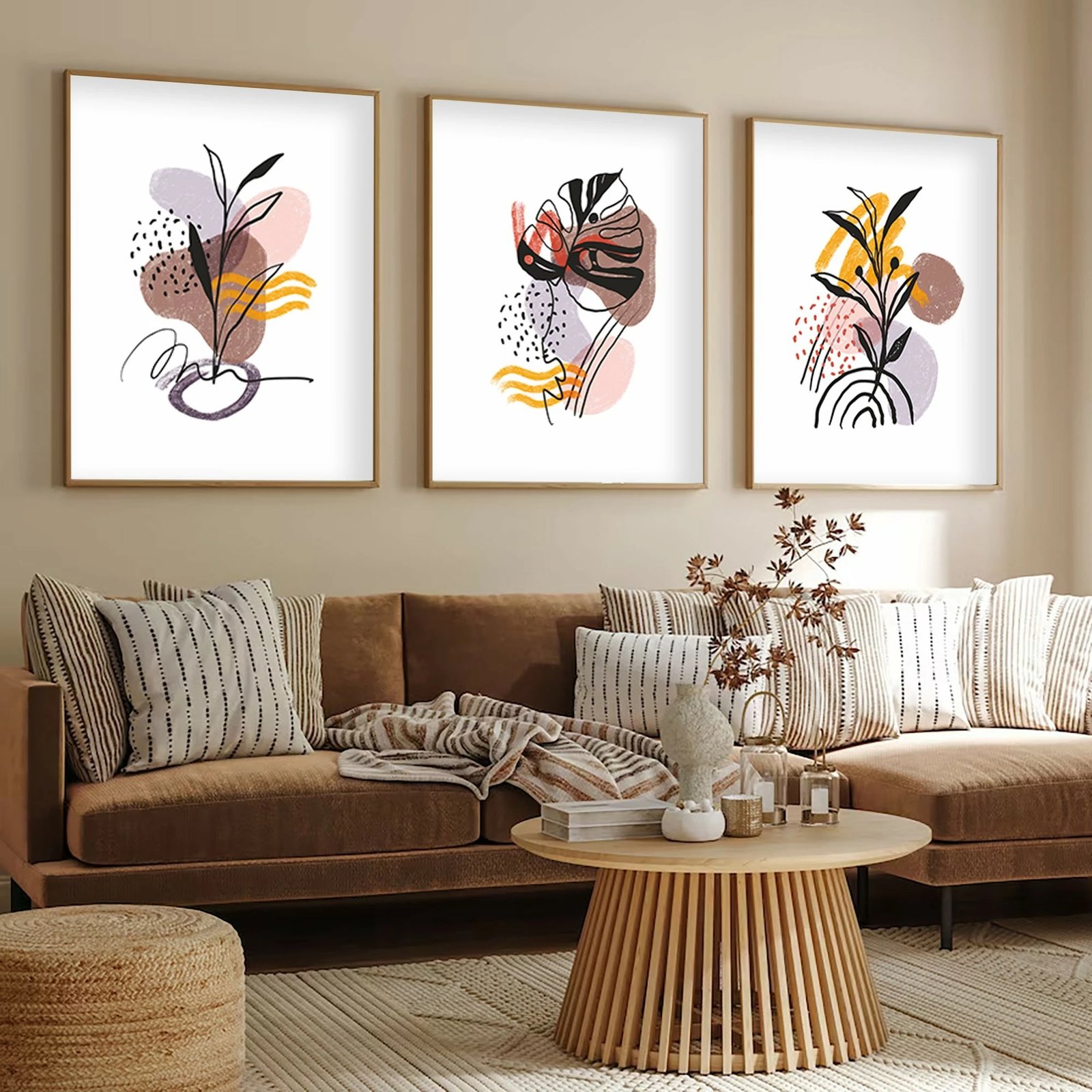 Set pikturash dekorative me kornizë, MDF, shumëngjyrëshe, Wallity Huhu227, 50x70cm (3 copë)