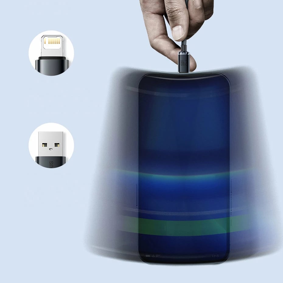 Kabllo karikimi dhe të dhënash Baseus Crystal Shine Series, USB-A në Lightning, 1.2m, 2.4A, vjollcë
