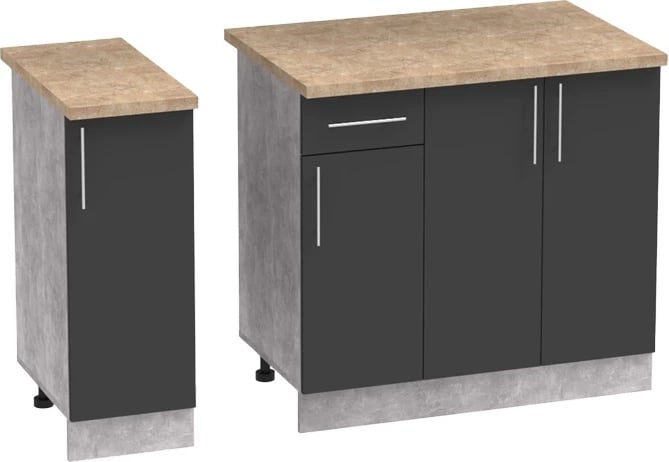 Njësi kuzhine Festa II melamine, ngjyrë gri e errët dhe sipërfaqe tavoline ngjyrë sonoma, 120x60x85cm