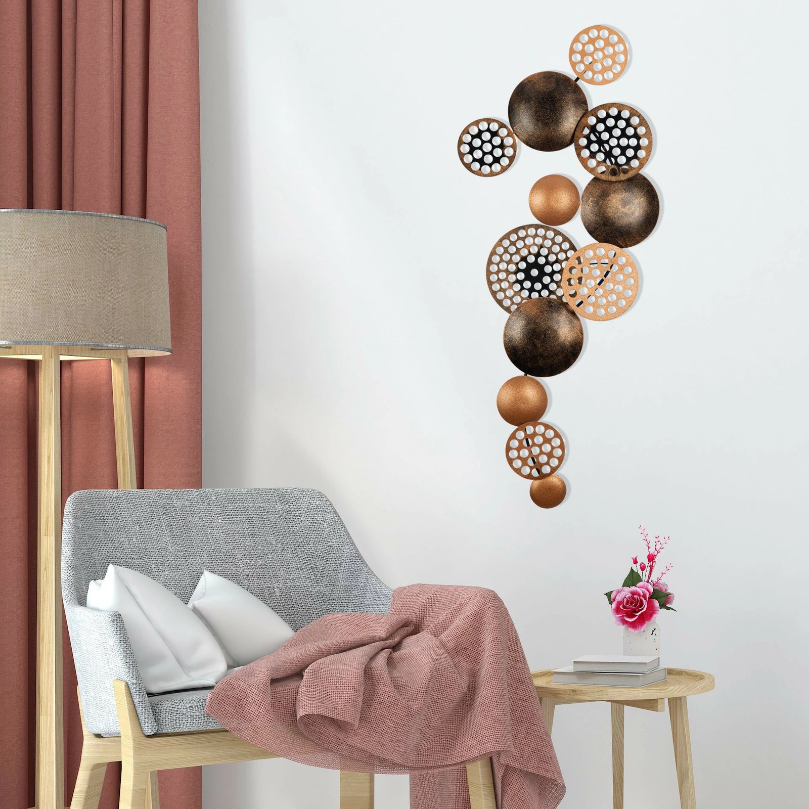 Aksesor dekorativ metalik për mur, Wallity Bronte, CH103-3