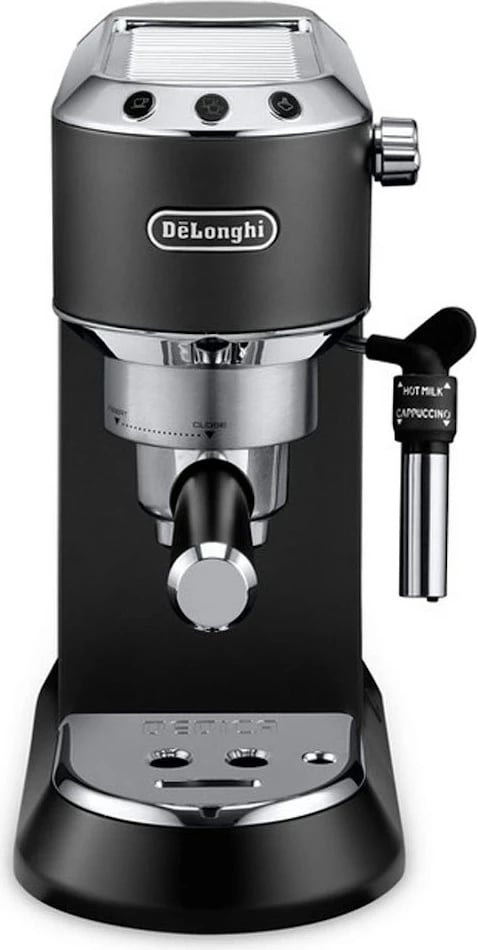 Aparat kafeje DeLonghi Dedica EC685.BK, 15 bar pompë espresso, 1300 W, sistem kapuçino, përkrahje kapsula ESE, metal, i zi