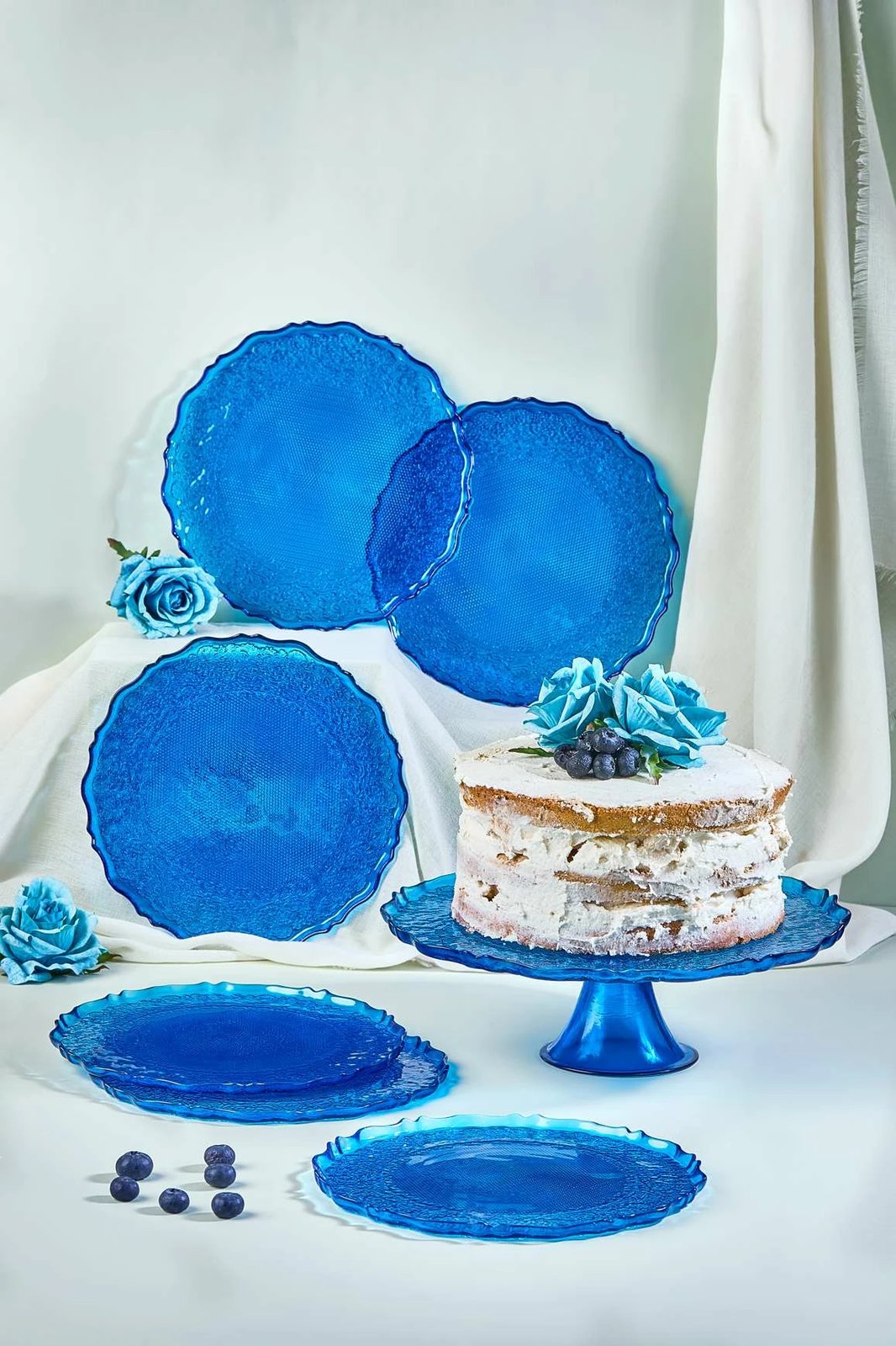 Set pjatash ëmbëlsirash (7 copë), Hermia Concept, Goblen7, ngjyrë kaltër