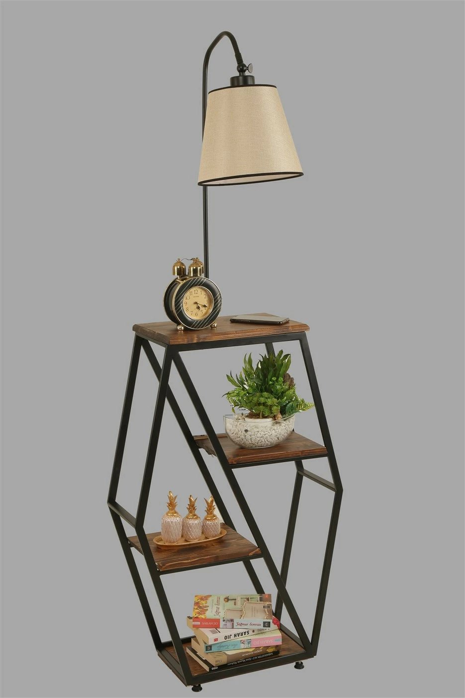 Llambë dyshemeje Opviq, ngjyrë shportë, me raft librash, 8527-4